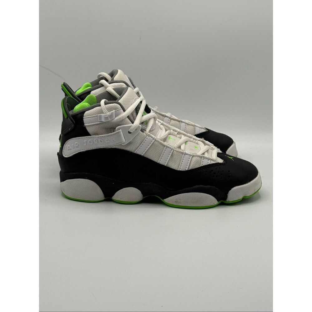 Jordan 6 Rings Mid Black Green White Lace Up Basketball Sneakers - Big Kids 4.5Y